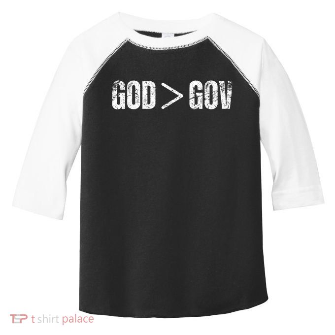God Is Greater Than Gov Vintage Distressed Anti Government Toddler Fine Jersey T-Shirt