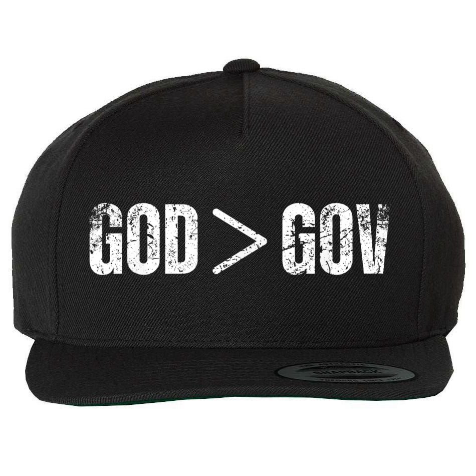 God Is Greater Than Gov Vintage Distressed Anti Government Wool Snapback Cap