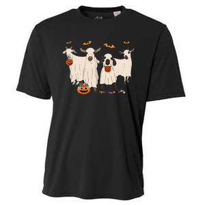 Goat In Ghost Costume Happy Halloween Day Cooling Performance Crew T-Shirt