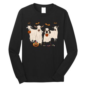 Goat In Ghost Costume Happy Halloween Day Long Sleeve Shirt