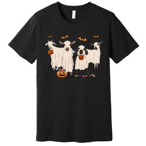 Goat In Ghost Costume Happy Halloween Day Premium T-Shirt