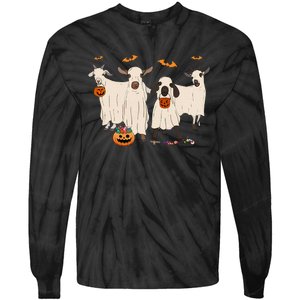 Goat In Ghost Costume Happy Halloween Day Tie-Dye Long Sleeve Shirt