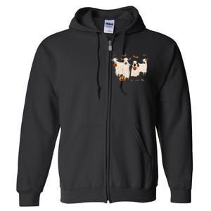 Goat In Ghost Costume Happy Halloween Day Full Zip Hoodie