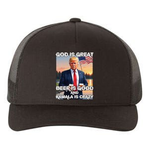 God Is Great Beer Is Good And Kamala Are Crazy Funny Trump Yupoong Adult 5-Panel Trucker Hat