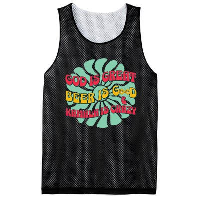 God Is Great Beer Is Good And Kamala Are Crazy Funny Trump Mesh Reversible Basketball Jersey Tank