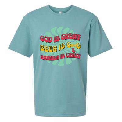 God Is Great Beer Is Good And Kamala Are Crazy Funny Trump Sueded Cloud Jersey T-Shirt