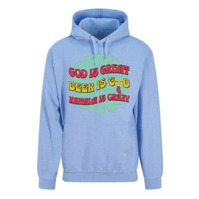 God Is Great Beer Is Good And Kamala Are Crazy Funny Trump Unisex Surf Hoodie