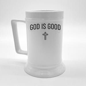 God Is Good Simple Christian Religious Cross Minimalist Funny Gift Beer Stein