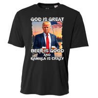 God Is Great Beer Is Good And Kamala Are Crazy Funny Trump Cooling Performance Crew T-Shirt