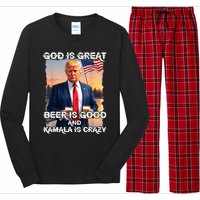 God Is Great Beer Is Good And Kamala Are Crazy Funny Trump Long Sleeve Pajama Set