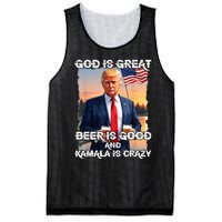 God Is Great Beer Is Good And Kamala Are Crazy Funny Trump Mesh Reversible Basketball Jersey Tank