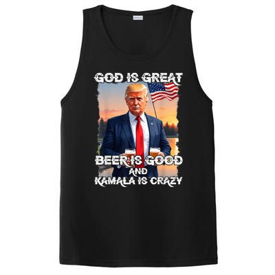 God Is Great Beer Is Good And Kamala Are Crazy Funny Trump PosiCharge Competitor Tank