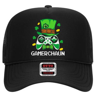 Gamer Irish Games Funny Saint Patrick Day Gamer Gift Love High Crown Mesh Back Trucker Hat