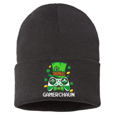 Gamer Irish Games Funny Saint Patrick Day Gamer Gift Love Sustainable Knit Beanie