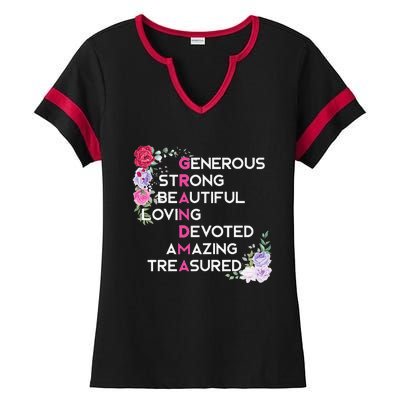 Grandma Is Generous Strong Beautiful Mothers Day Grandmother Ladies Halftime Notch Neck Tee