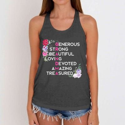 Grandma Is Generous Strong Beautiful Mothers Day Grandmother Women's Knotted Racerback Tank