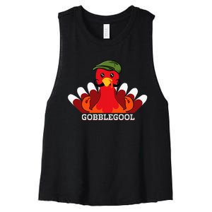 Gobblegool Italian Gobble Turkey Day Fall Thanksgiving Women's Racerback Cropped Tank