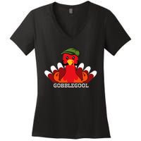 Gobblegool Italian Gobble Turkey Day Fall Thanksgiving Women's V-Neck T-Shirt