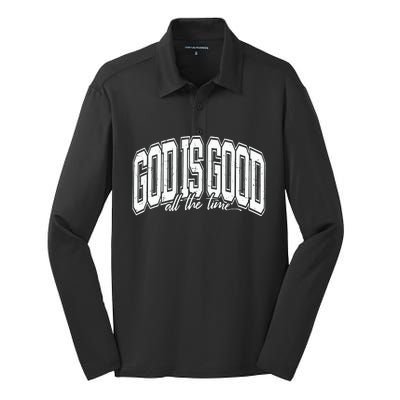 God Is Good All The Time Bible Verse Silk Touch Performance Long Sleeve Polo