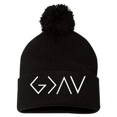 God Is Greater Than The Highs And Lows Christian Pom Pom 12in Knit Beanie
