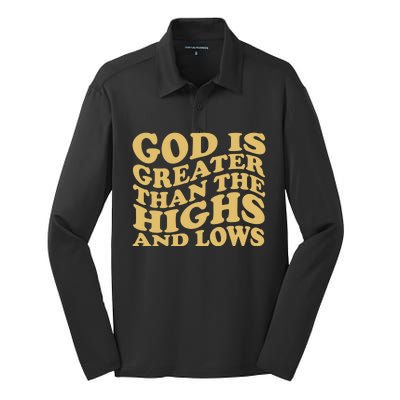 God Is Greater Than The Highs And Lows Silk Touch Performance Long Sleeve Polo