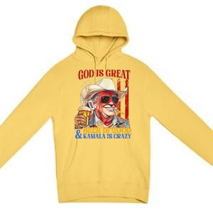 God Is Great Beer Is Good And Kamala Are Crazy Funny Quote Premium Pullover Hoodie