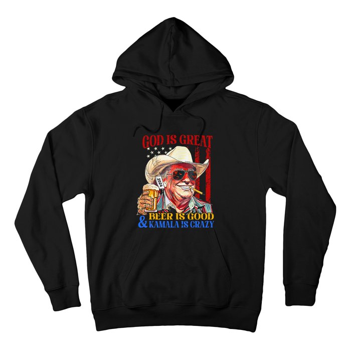 God Is Great Beer Is Good And Kamala Are Crazy Funny Quote Hoodie