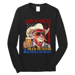 God Is Great Beer Is Good And Kamala Are Crazy Funny Quote Long Sleeve Shirt