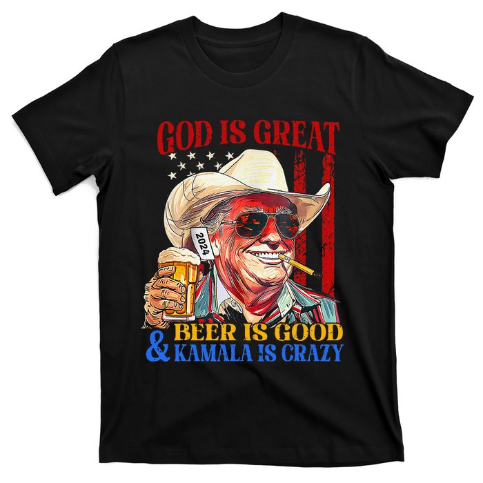 God Is Great Beer Is Good And Kamala Are Crazy Funny Quote T-Shirt