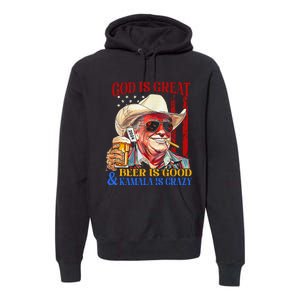 God Is Great Beer Is Good And Kamala Are Crazy Funny Quote Premium Hoodie