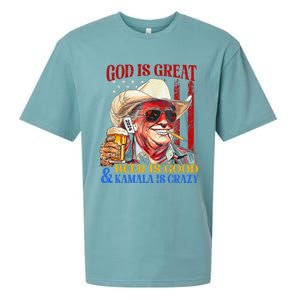 God Is Great Beer Is Good And Kamala Are Crazy Funny Quote Sueded Cloud Jersey T-Shirt