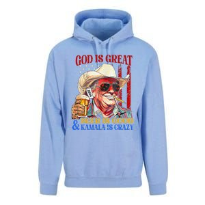 God Is Great Beer Is Good And Kamala Are Crazy Funny Quote Unisex Surf Hoodie