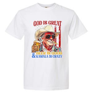 God Is Great Beer Is Good And Kamala Are Crazy Funny Quote Garment-Dyed Heavyweight T-Shirt