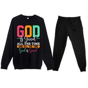 God Is Good Jesus Christian Religion Faith Church Gift Premium Crewneck Sweatsuit Set