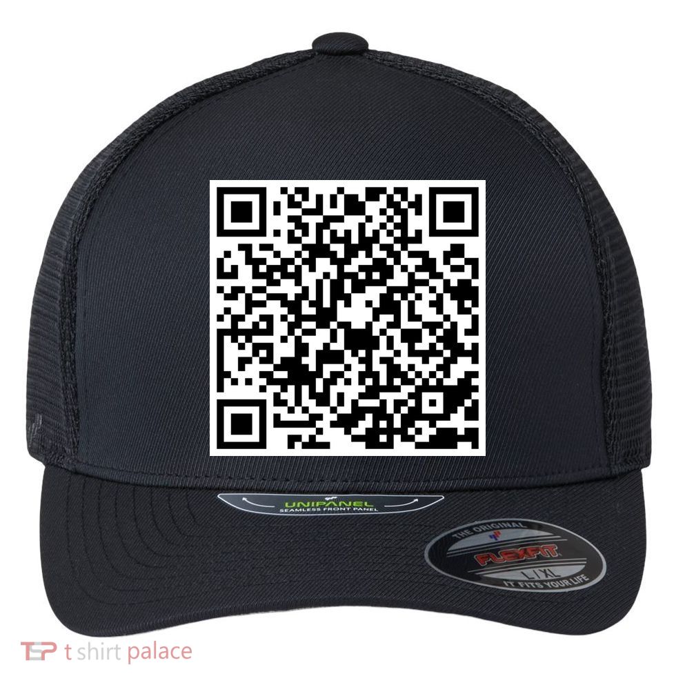 God Is Greater QR Code Flexfit Unipanel Trucker Cap