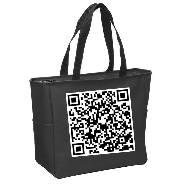 God Is Greater QR Code Zip Tote Bag