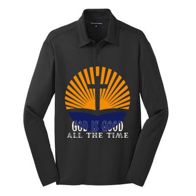 God Is Good All The Time Christian Worship Preachers Silk Touch Performance Long Sleeve Polo