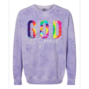 God Is Good Bible Verse Psalm Christian Faith Jesus Tie Dye Colorblast Crewneck Sweatshirt