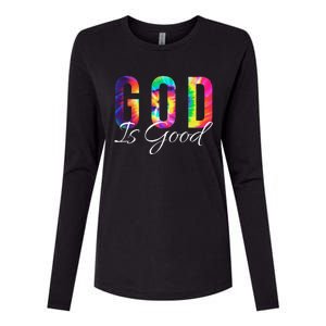 God Is Good Bible Verse Psalm Christian Faith Jesus Tie Dye Womens Cotton Relaxed Long Sleeve T-Shirt