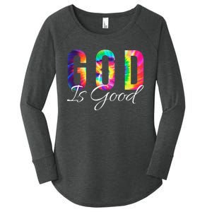 God Is Good Bible Verse Psalm Christian Faith Jesus Tie Dye Women's Perfect Tri Tunic Long Sleeve Shirt