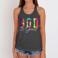 God Is Good Bible Verse Psalm Christian Faith Jesus Tie Dye Women's Knotted Racerback Tank