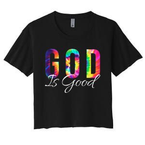 God Is Good Bible Verse Psalm Christian Faith Jesus Tie Dye Women's Crop Top Tee