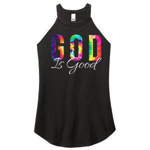 God Is Good Bible Verse Psalm Christian Faith Jesus Tie Dye Women's Perfect Tri Rocker Tank