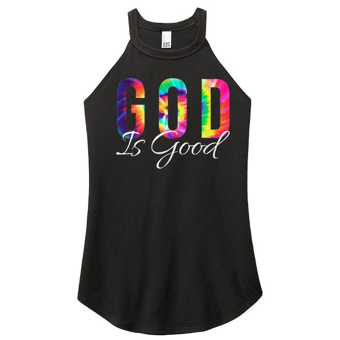 God Is Good Bible Verse Psalm Christian Faith Jesus Tie Dye Women's Perfect Tri Rocker Tank