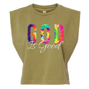 God Is Good Bible Verse Psalm Christian Faith Jesus Tie Dye Garment-Dyed Women's Muscle Tee