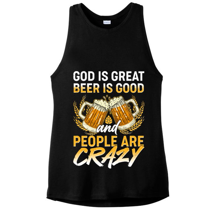 God Is Great Beer Is Good And People Are Crazy Ladies PosiCharge Tri-Blend Wicking Tank