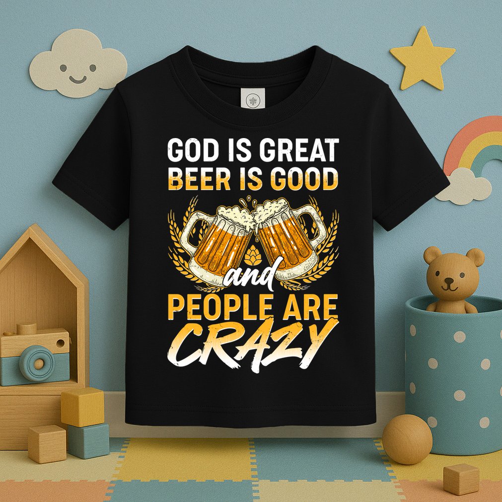 God Is Great Beer Is Good And People Are Crazy Toddler T-Shirt