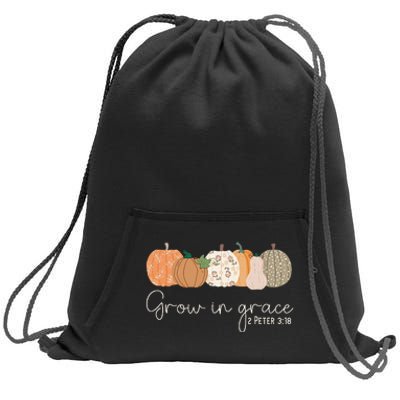 Grow In Grace Pumpkins Fall Thanksgiving Christian Religious Sweatshirt Cinch Pack Bag