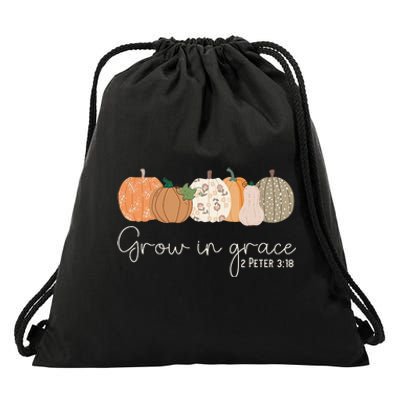 Grow In Grace Pumpkins Fall Thanksgiving Christian Religious Drawstring Bag