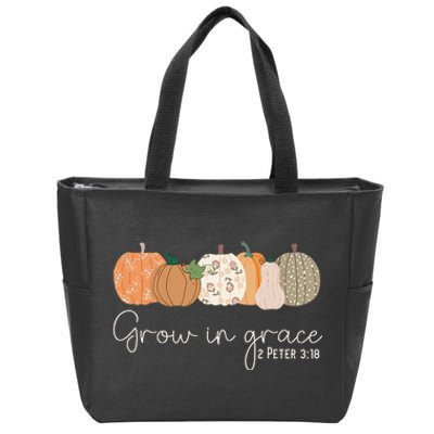 Grow In Grace Pumpkins Fall Thanksgiving Christian Religious Zip Tote Bag